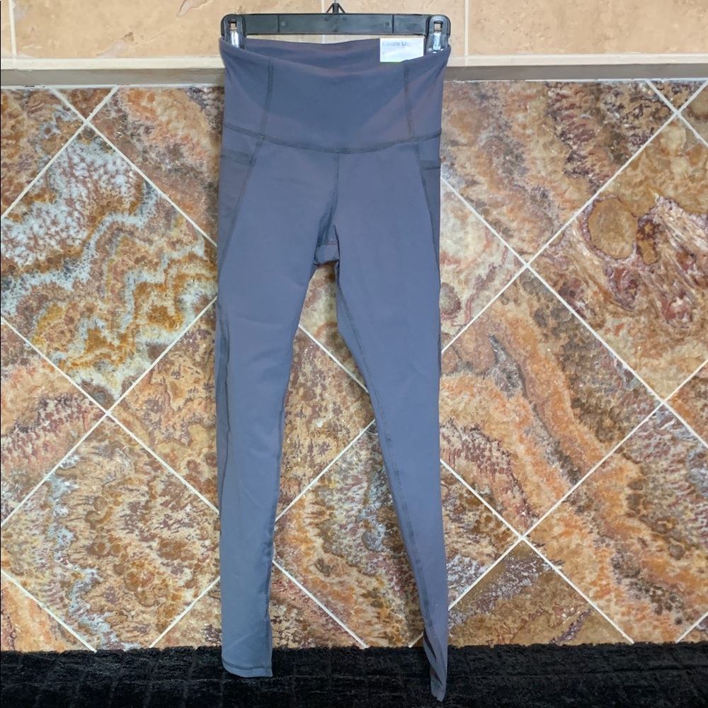 Old Navy Elevate Gray Mesh Trim Compression High Rise Leggings Pockets Small NWT
